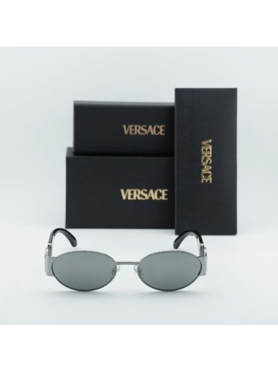 Versace VE2299 10016G Oval Sunglasses - Gunmetal/Grey Silver Mirror main image 8